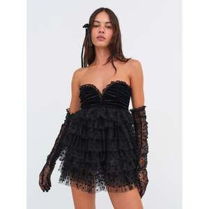 For Love & Lemons Jourdan Off The Shoulder Mini Dress Size SS / Black